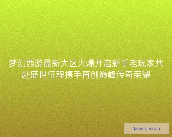 梦幻西游最新大区火爆开启新手老玩家共赴盛世征程携手再创巅峰传奇荣耀