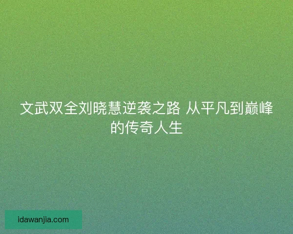 文武双全刘晓慧逆袭之路 从平凡到巅峰的传奇人生