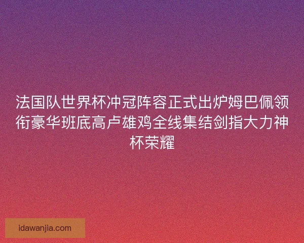 法国队世界杯冲冠阵容正式出炉姆巴佩领衔豪华班底高卢雄鸡全线集结剑指大力神杯荣耀