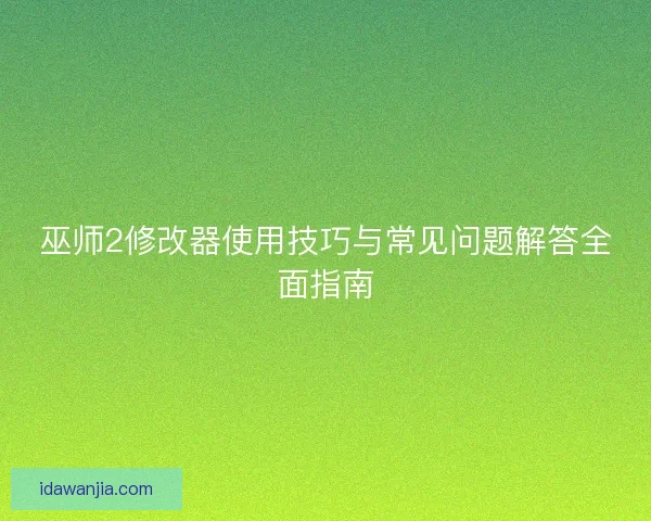 巫师2修改器使用技巧与常见问题解答全面指南